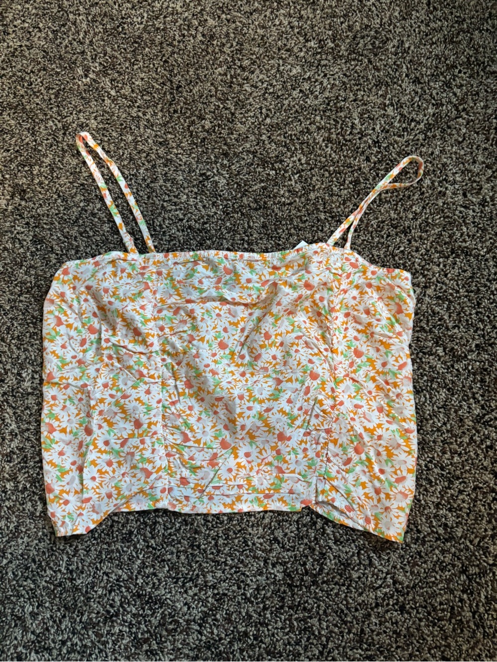 bp Floral Daisy Print Cami Tank Top in White, Orange, Green